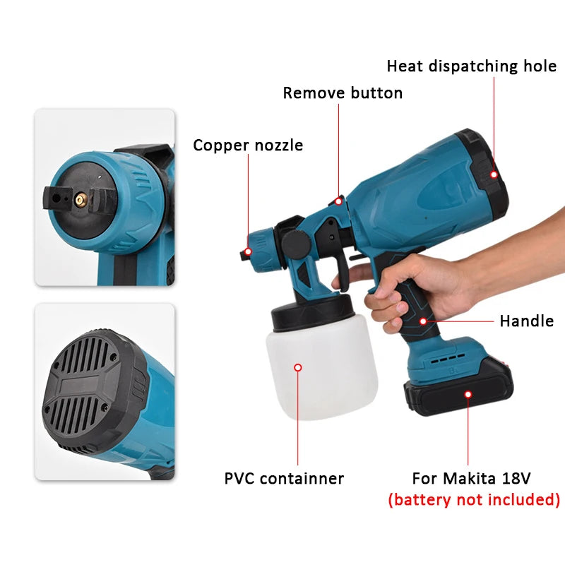 High-pressure Cordless Paint Sprayer with 2 Batteries